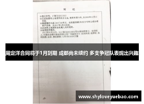 周定洋合同将于1月到期 成都尚未续约 多支争冠队表现出兴趣
